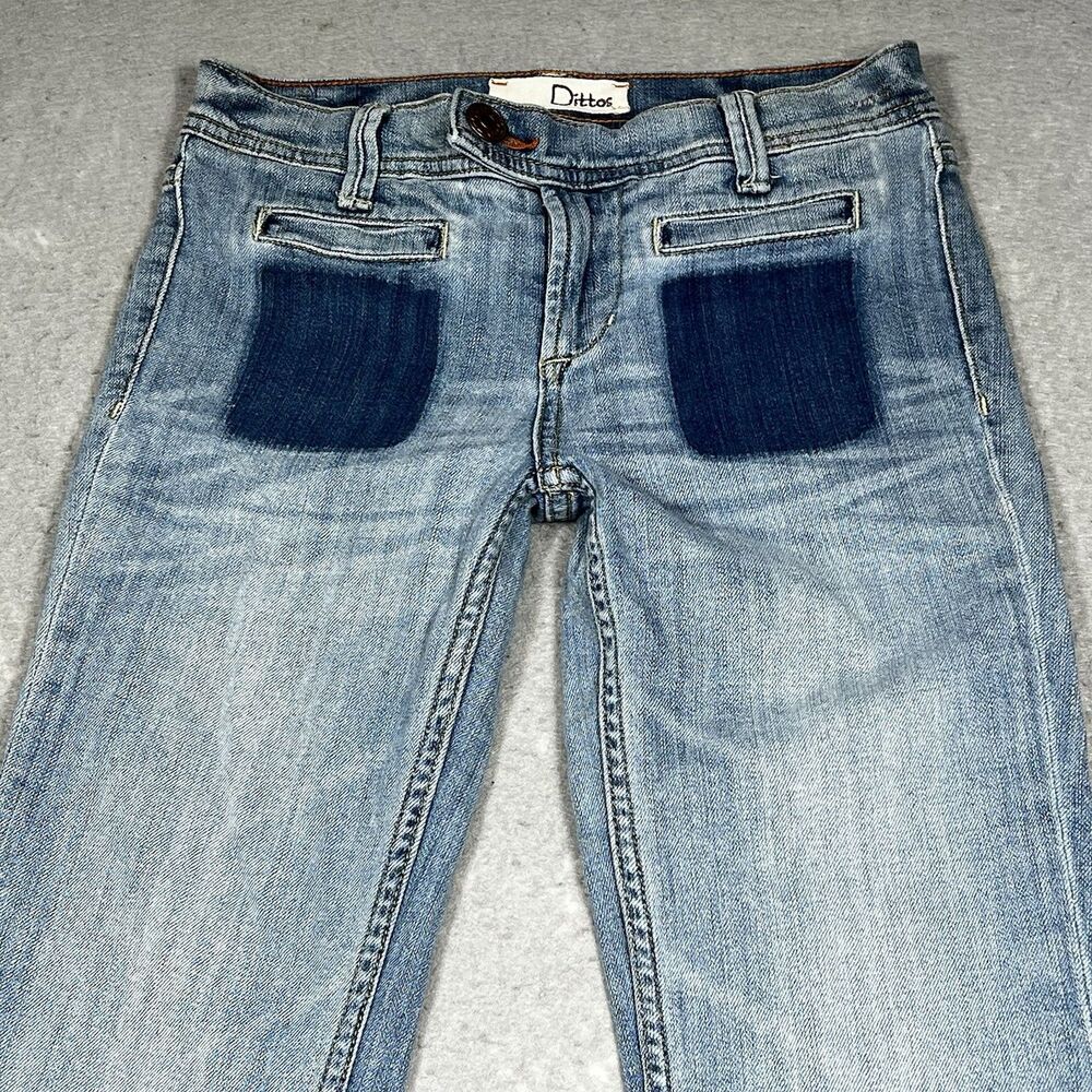 Vintage Dittos Women's Size 25 Flare Mid Rise Medium Wash Stretch Jeans Denim - Picture 2 of 13